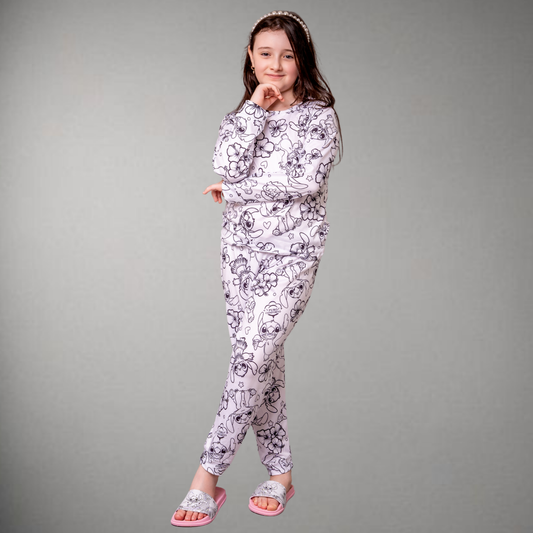 Pijama Infantil Manga Longa Stitch Unissex