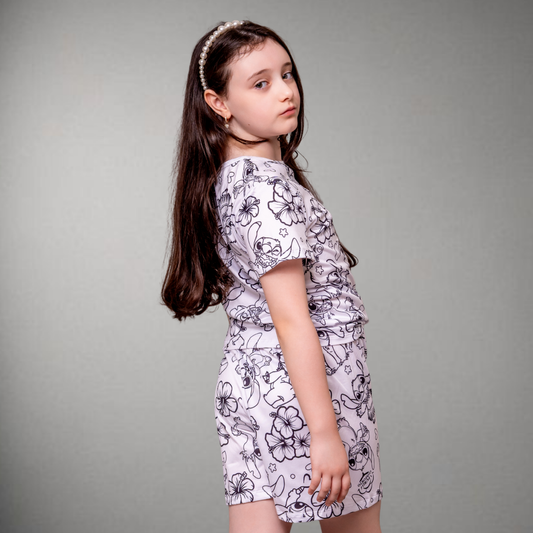 Pijama Infantil Manga Curta Stitch Unissex