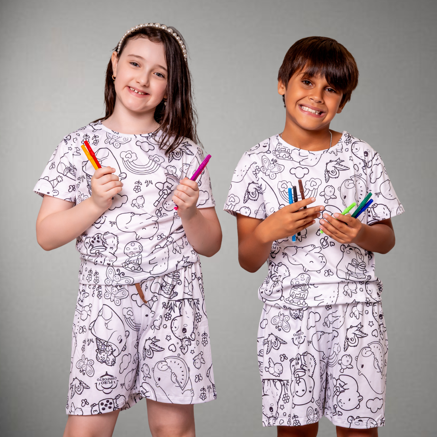 Pijama Infantil Manga Curta Capivara Unissex