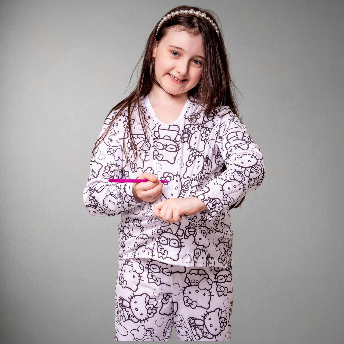 Pijama Infantil Manga Longa Hello Kitty Unissex