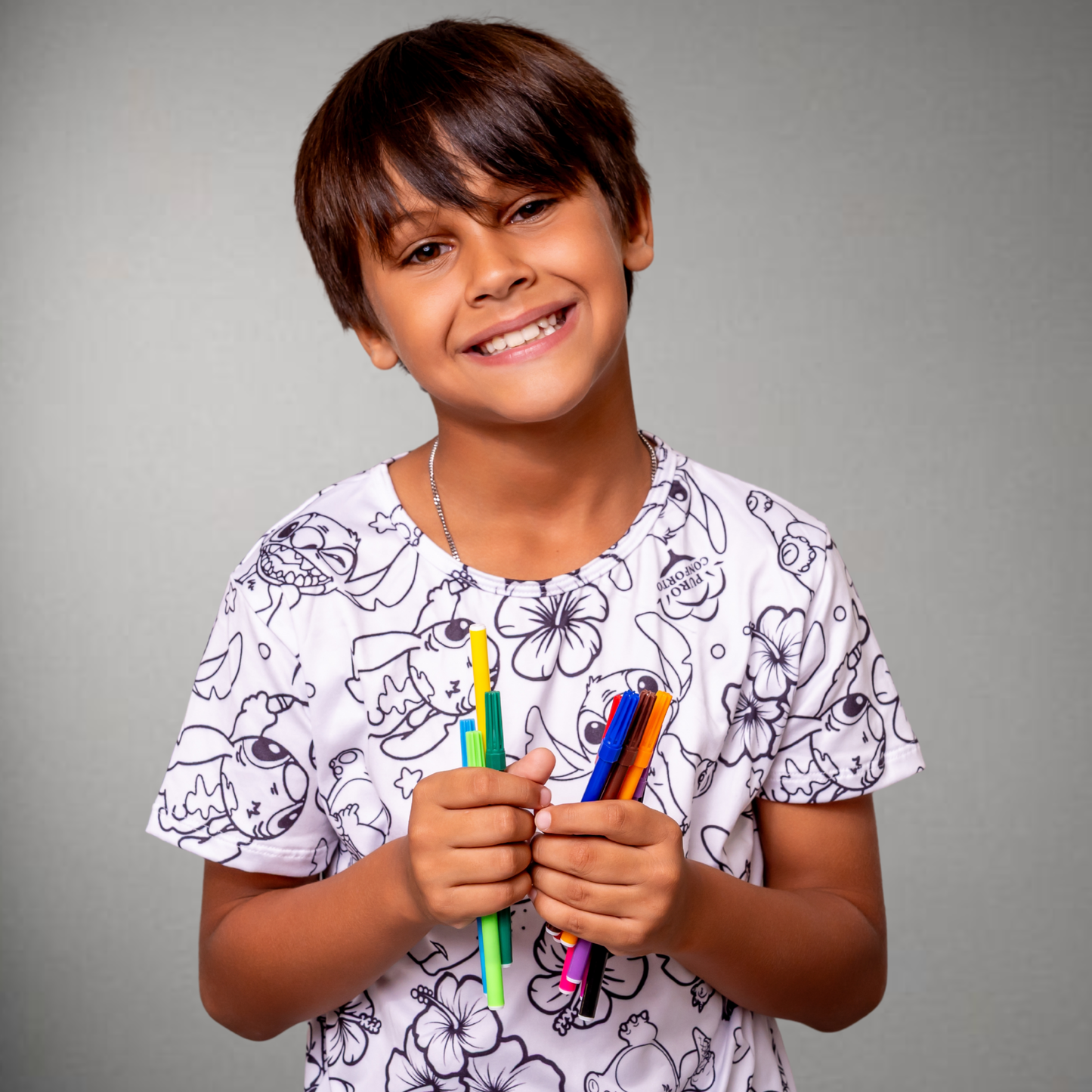 Pijama Infantil Manga Curta Stitch Unissex