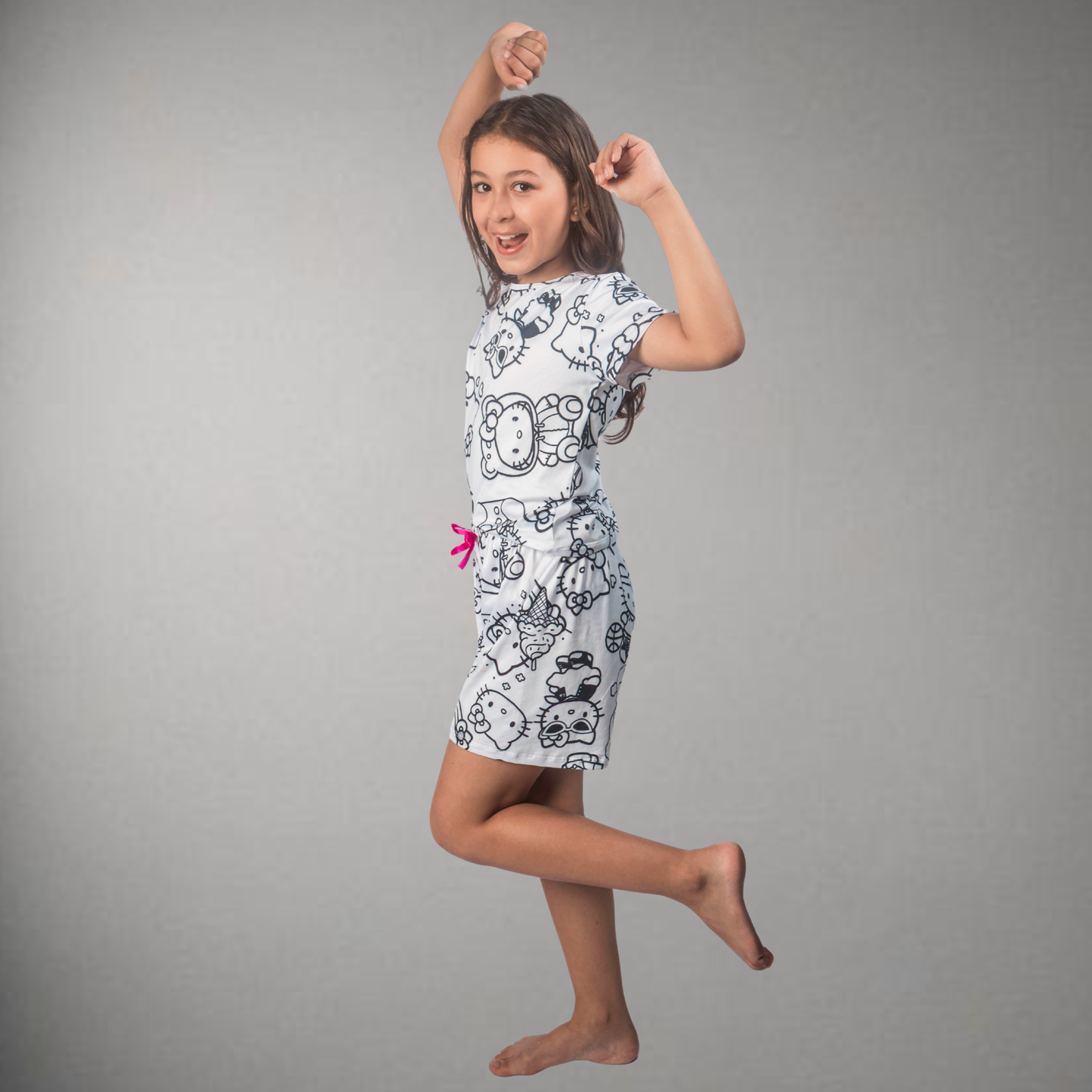 Pijama Infantil Manga Curta Hello Kitty Unissex