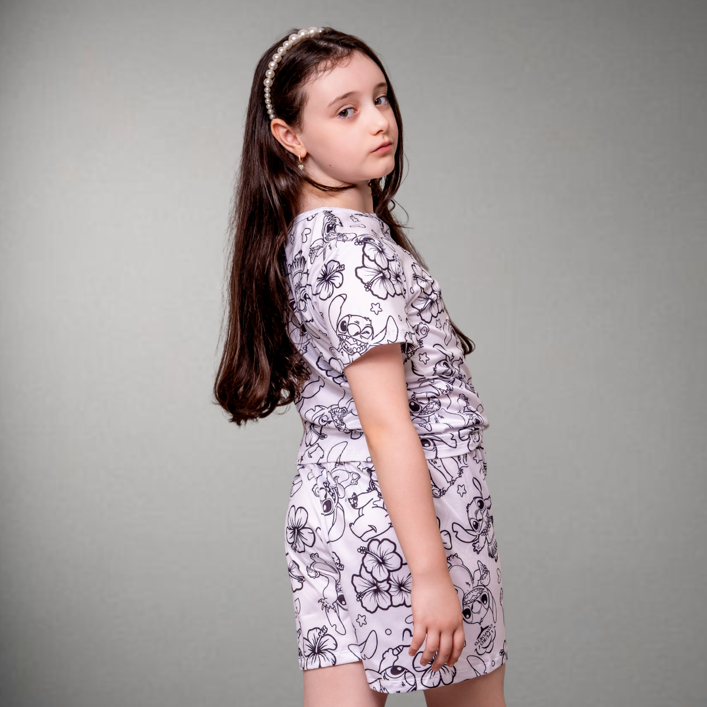 Pijama Infantil Manga Curta Stitch Unissex