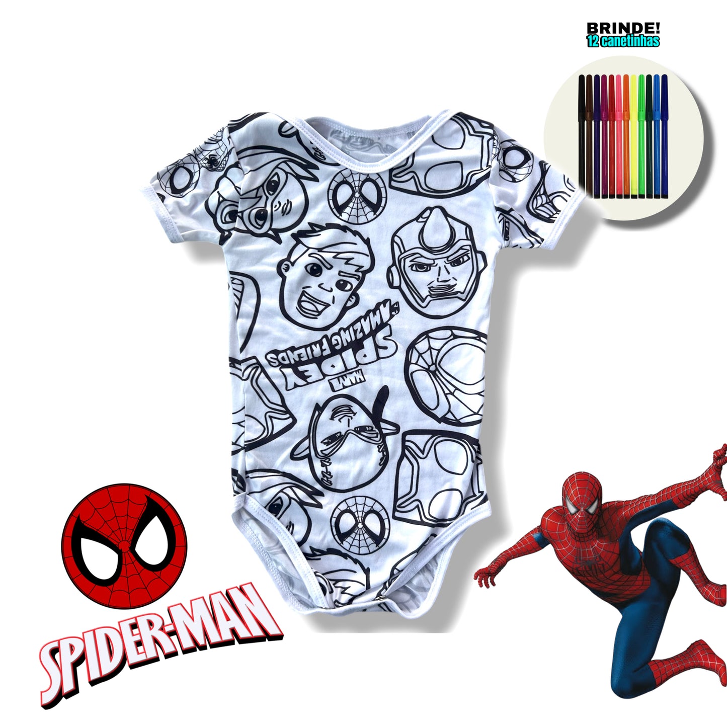 Body Bebê Spiderman Unissex