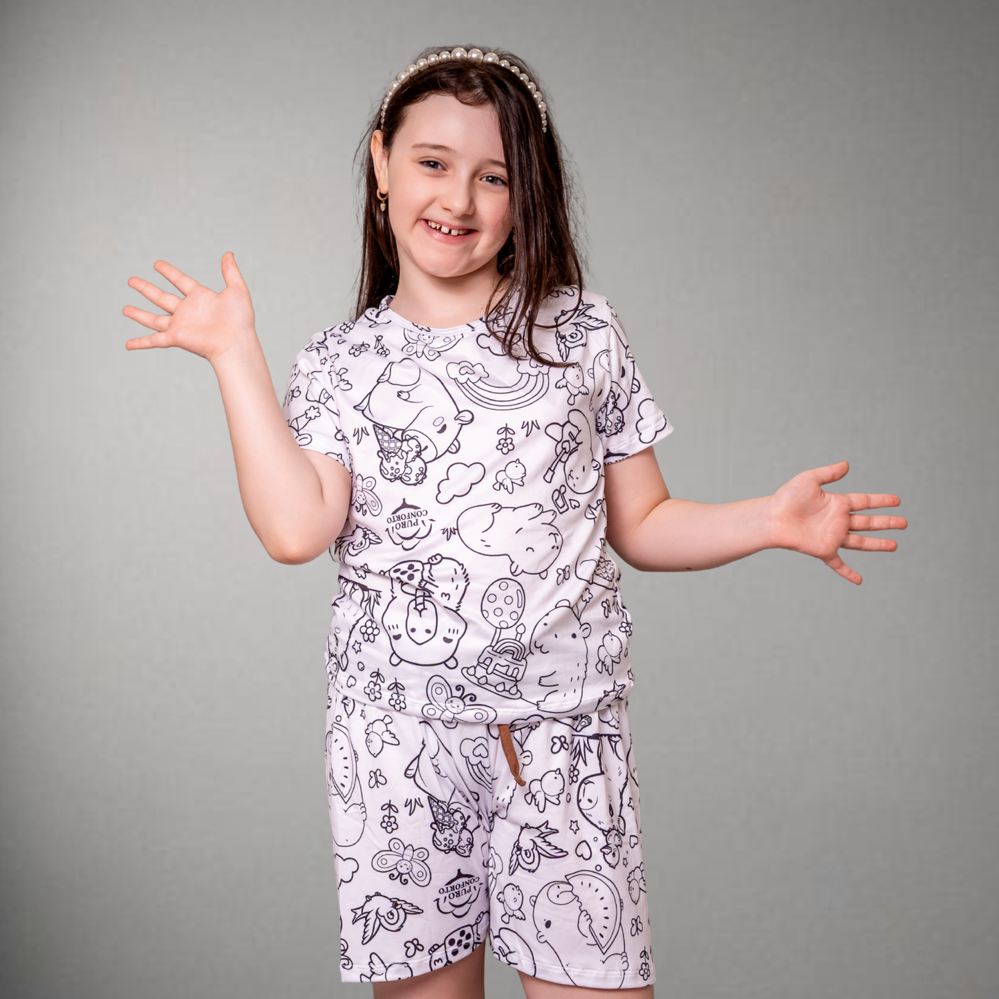 Pijama Infantil Manga Curta Capivara Unissex