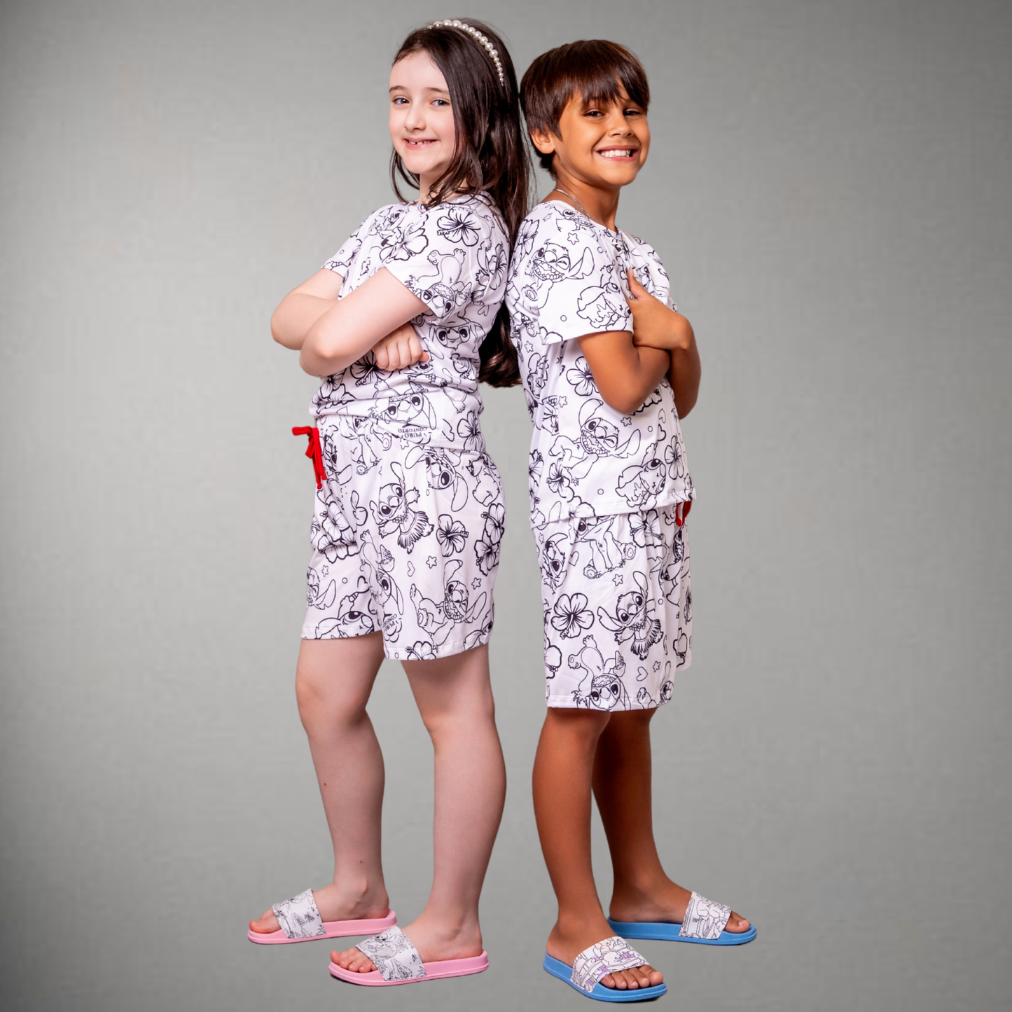 Pijama Infantil Manga Curta Stitch Unissex