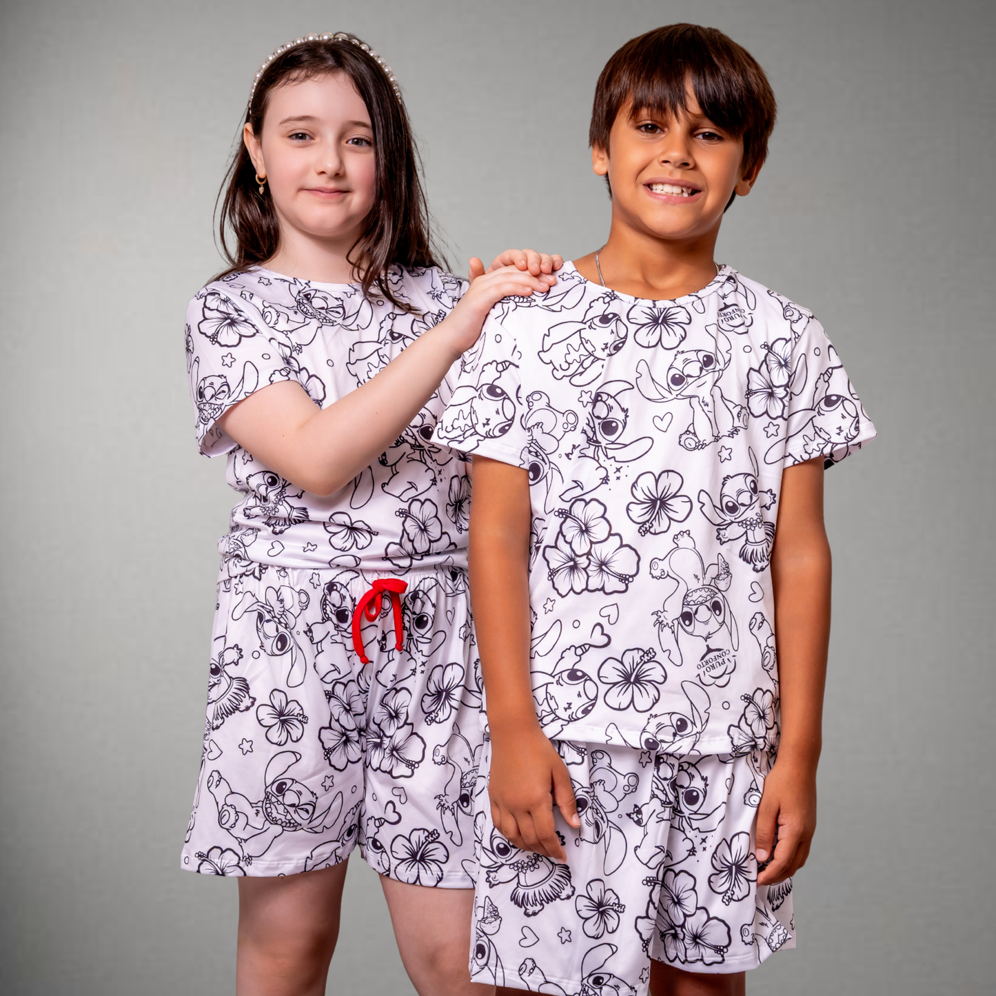 Pijama Infantil Manga Curta Stitch Unissex