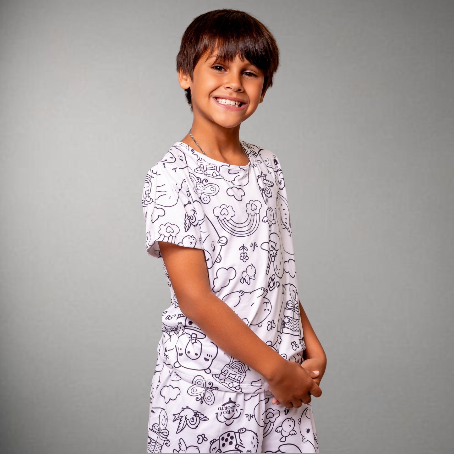 Pijama Infantil Manga Curta Capivara Unissex