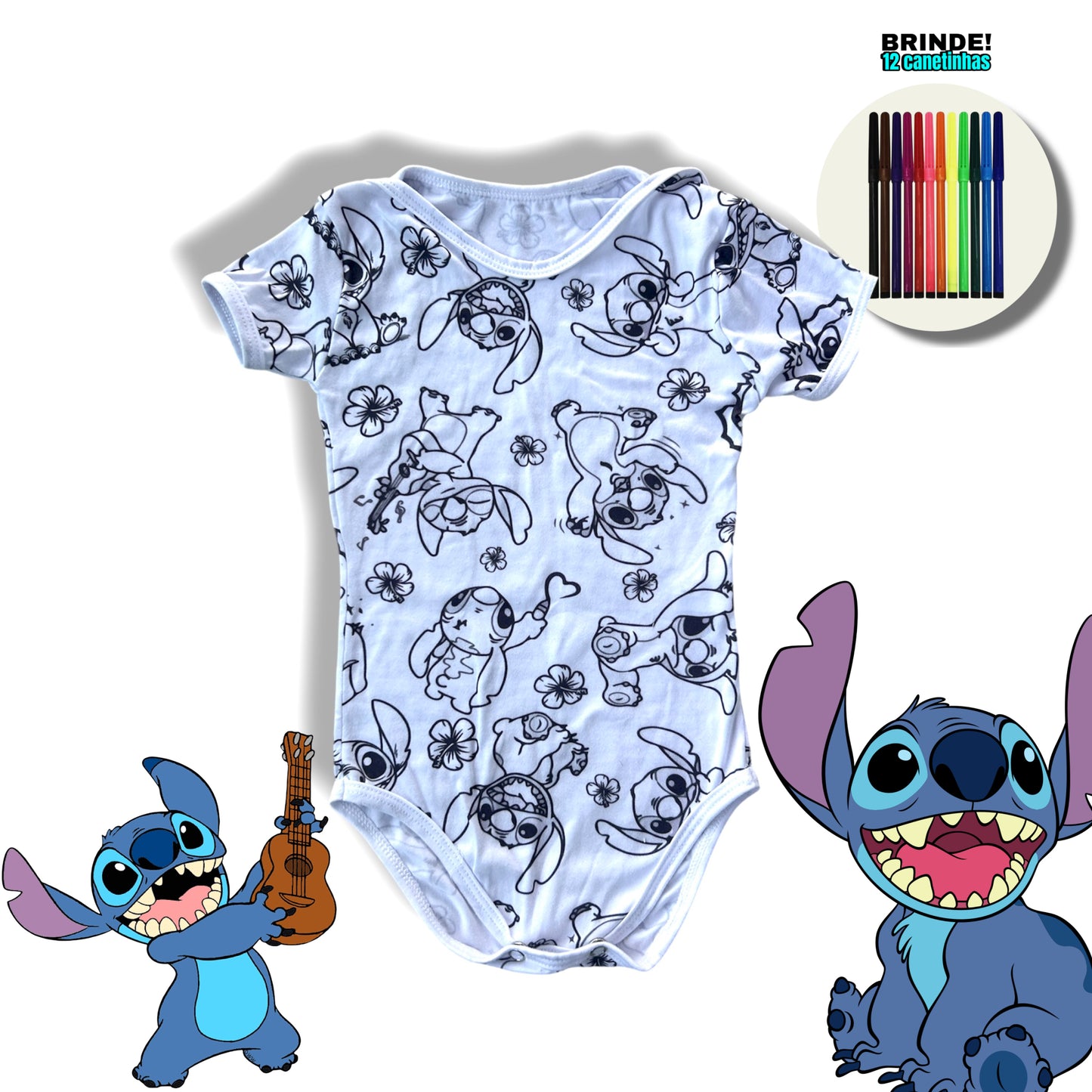 Body Bebê Stitch Unissex