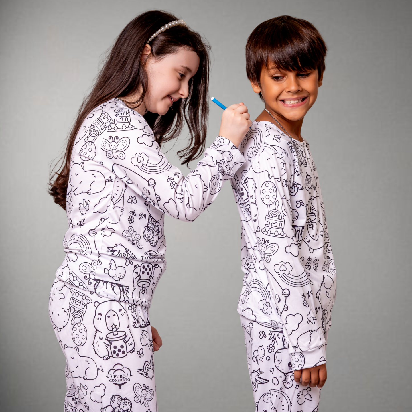 Pijama Infantil Manga Longa Capivara Unissex