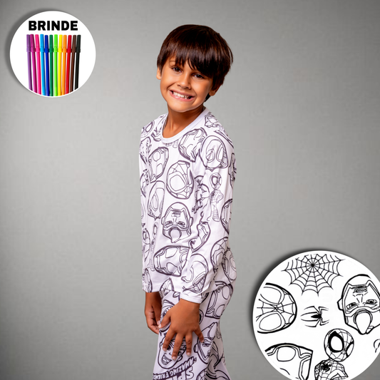 Pijama Infantil Manga Longa Spiderman Unissex
