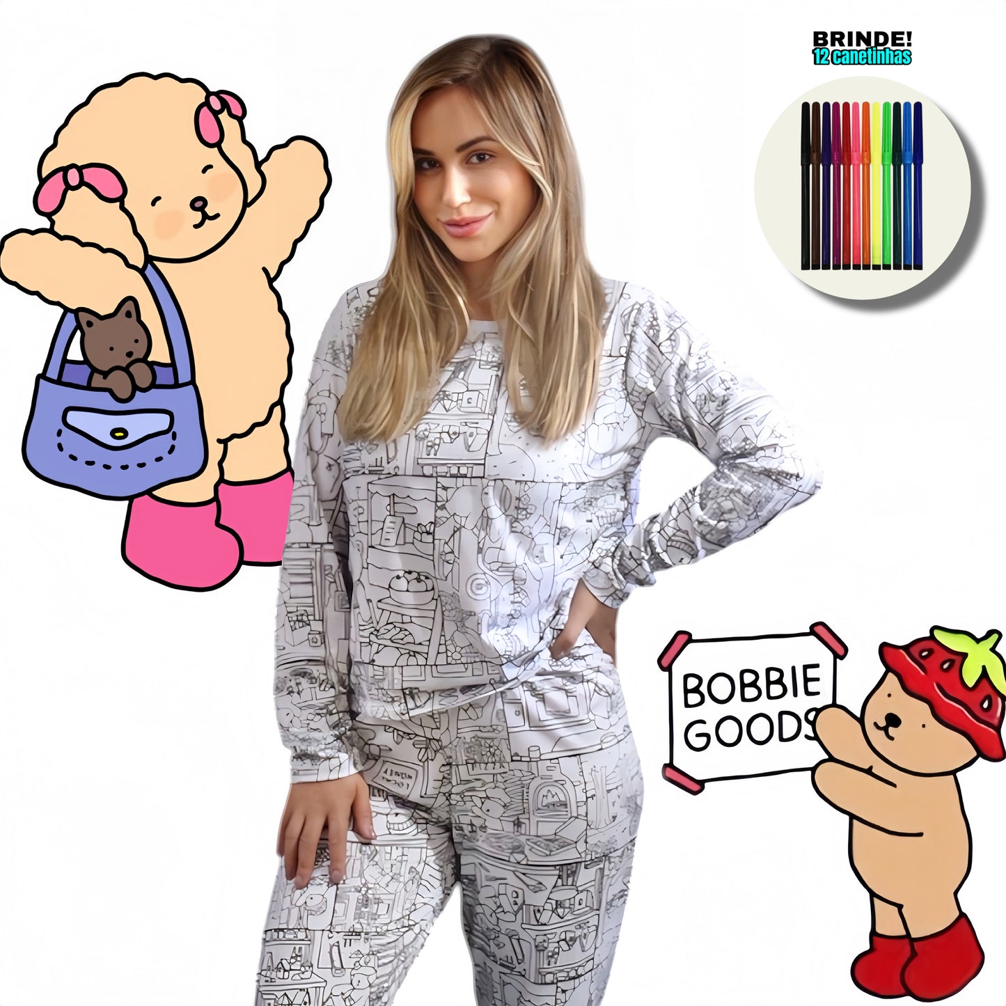 Pijama Adulto Manga Longa Bobbie Goods Unissex