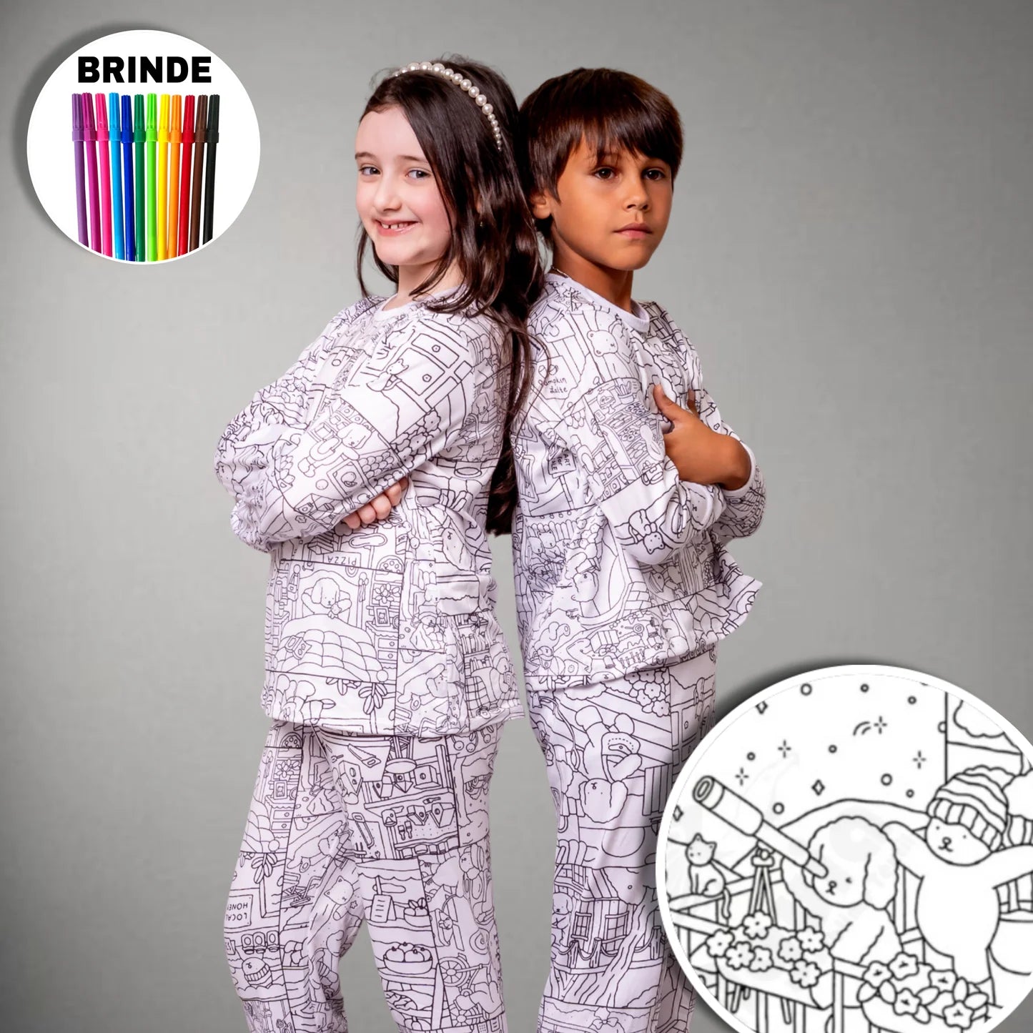 Pijama De Colorir Infantil/Adulto