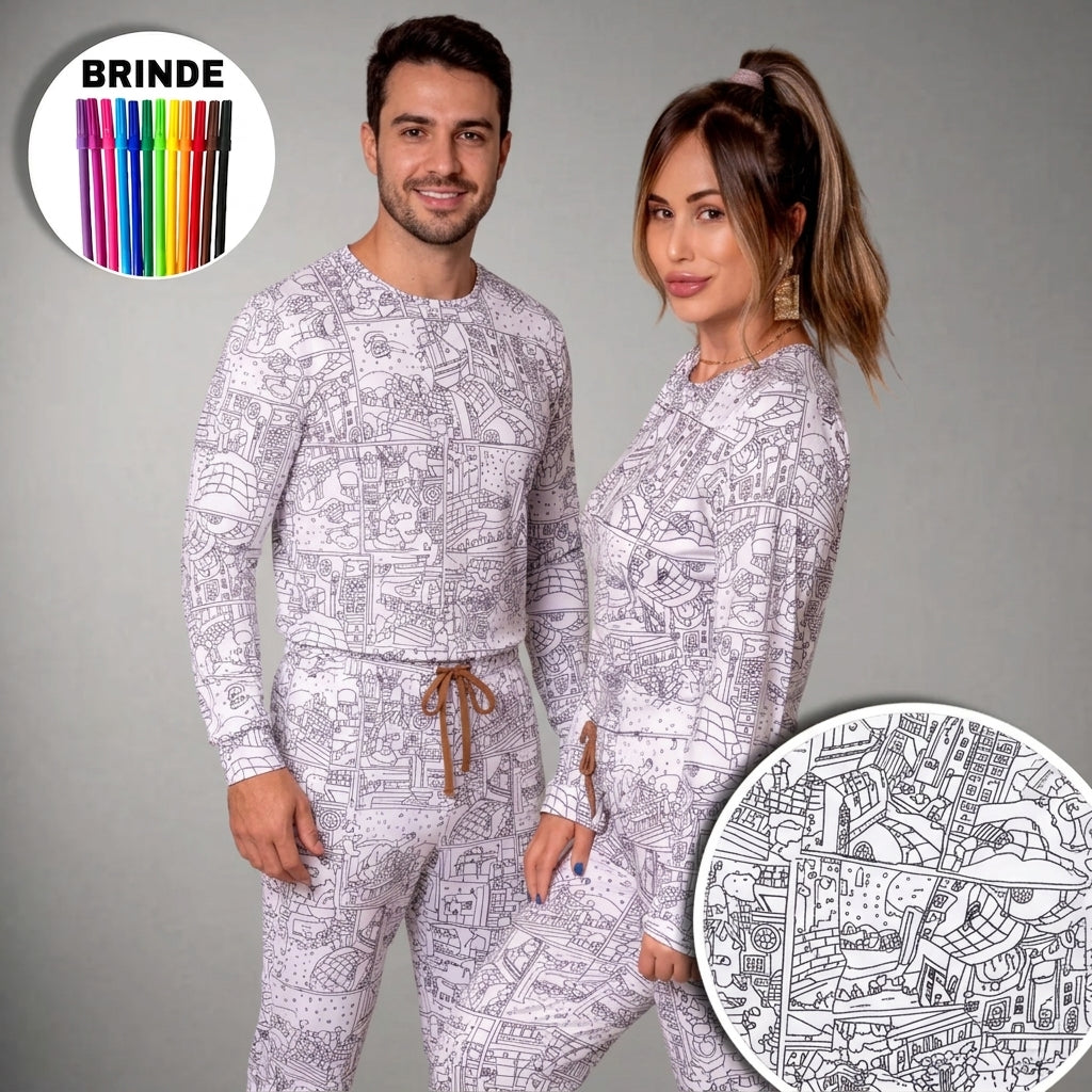 Pijama De Colorir Infantil/Adulto