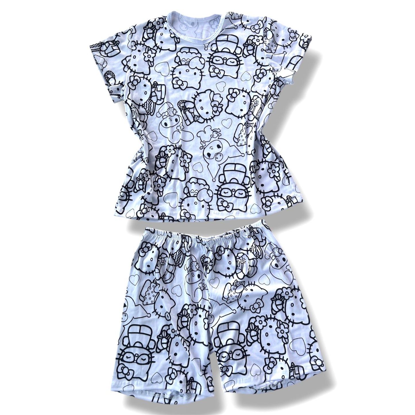 Pijama Adulto Manga Curta Hello Kitty Unissex