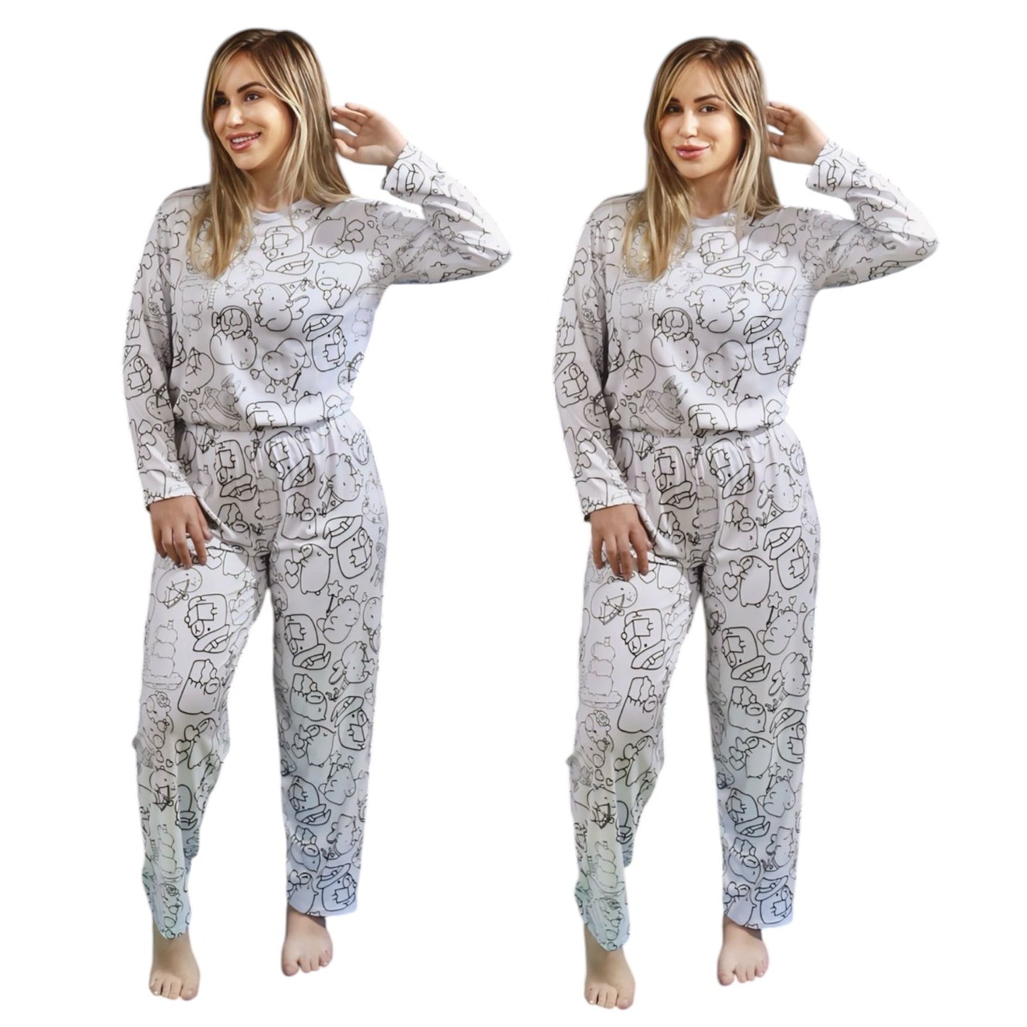 Pijama Adulto Manga Longa Capivara Unissex
