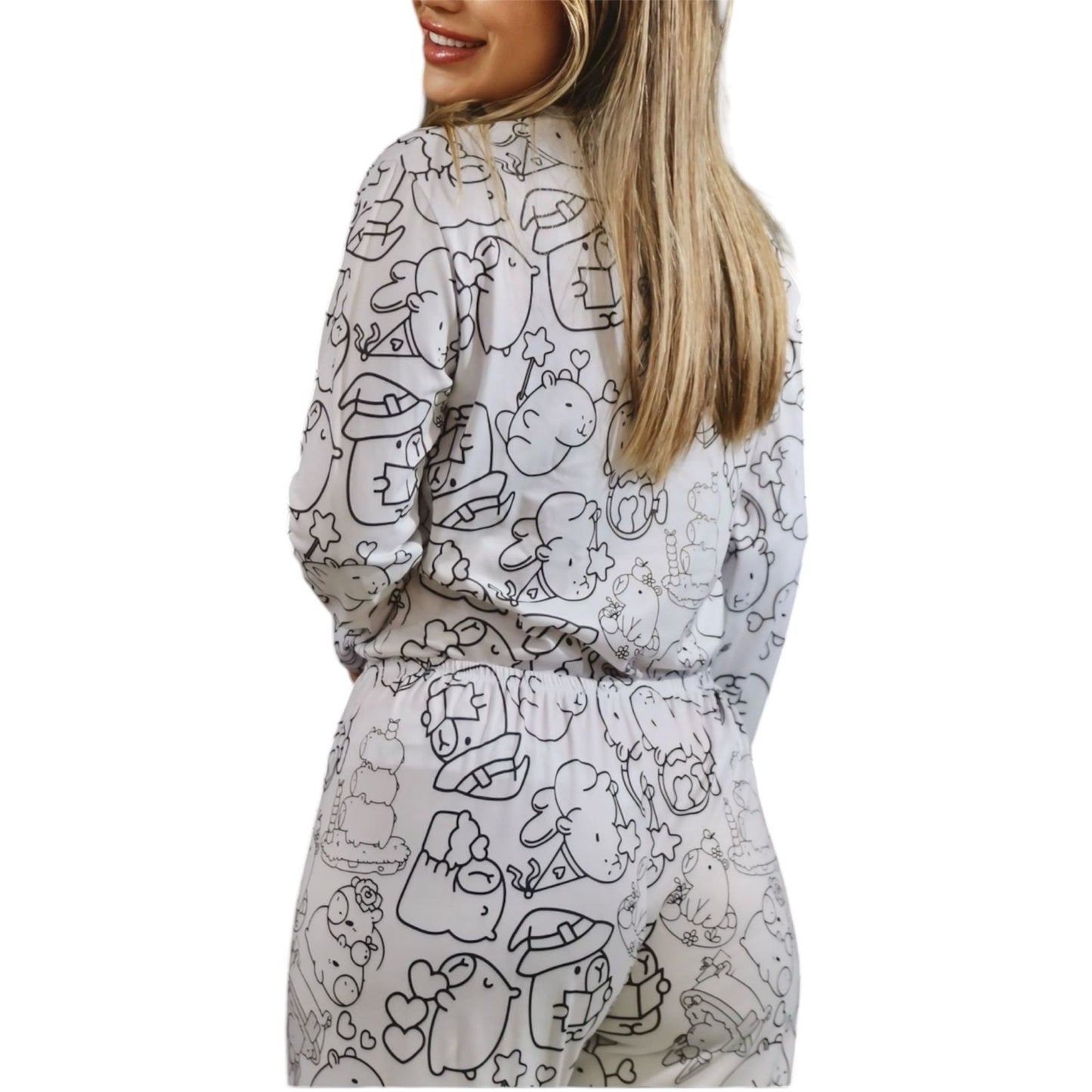 Pijama Adulto Manga Longa Capivara Unissex