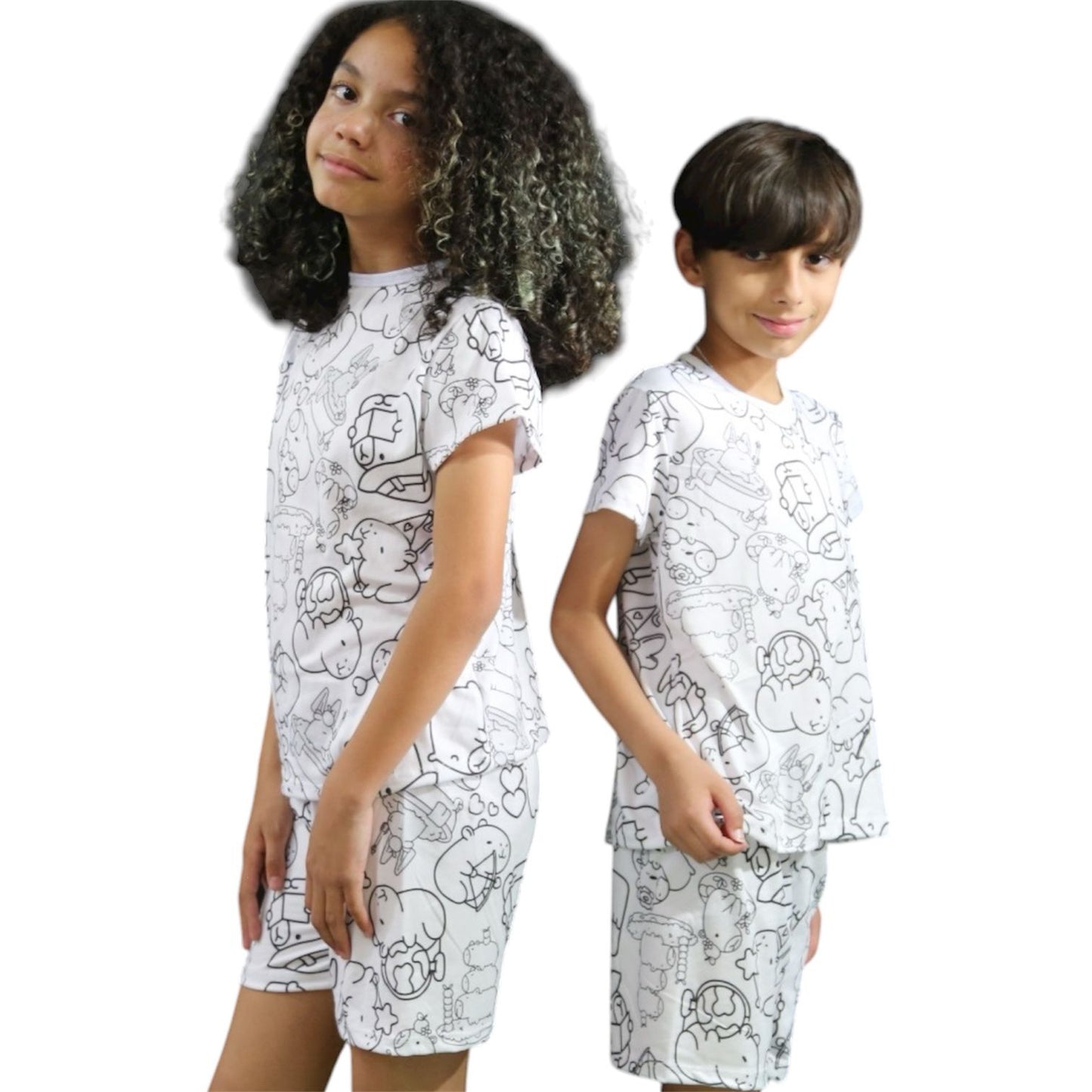 Pijama Infantil Manga Curta Capivara Unissex