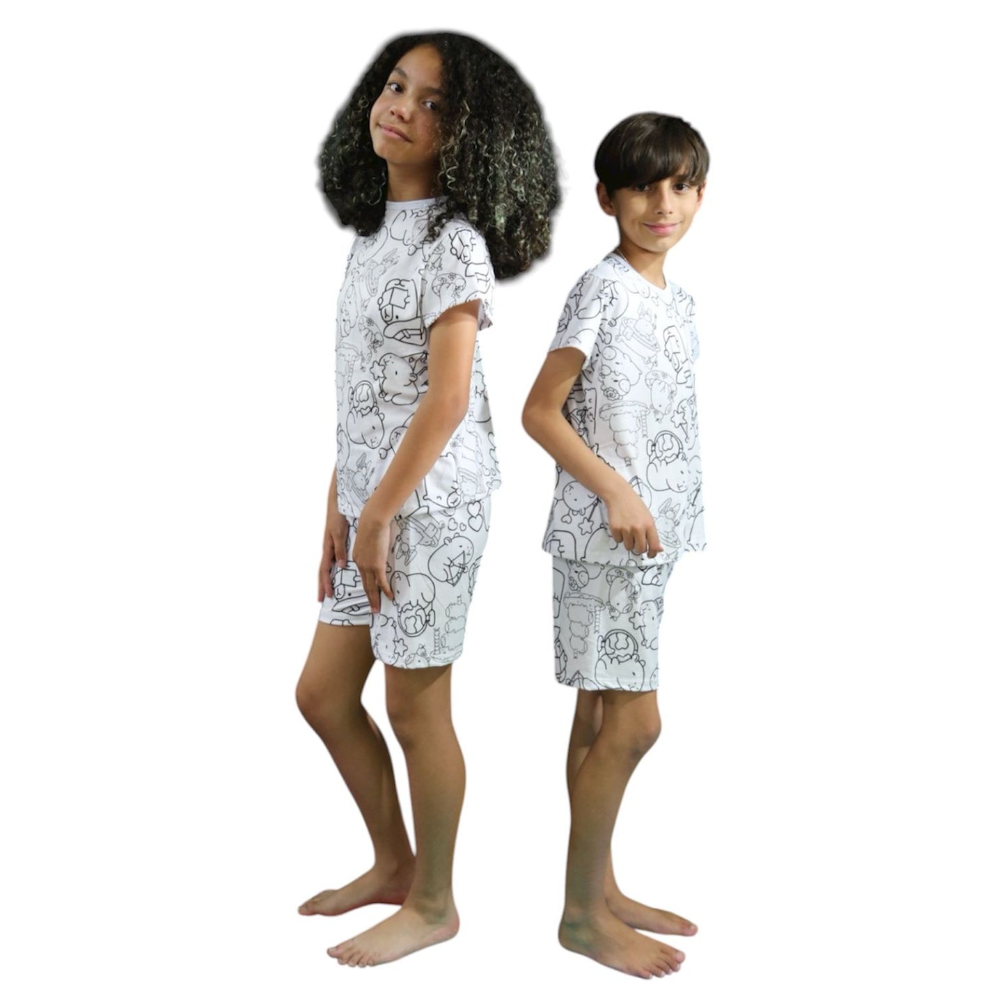 Pijama Infantil Manga Curta Capivara Unissex