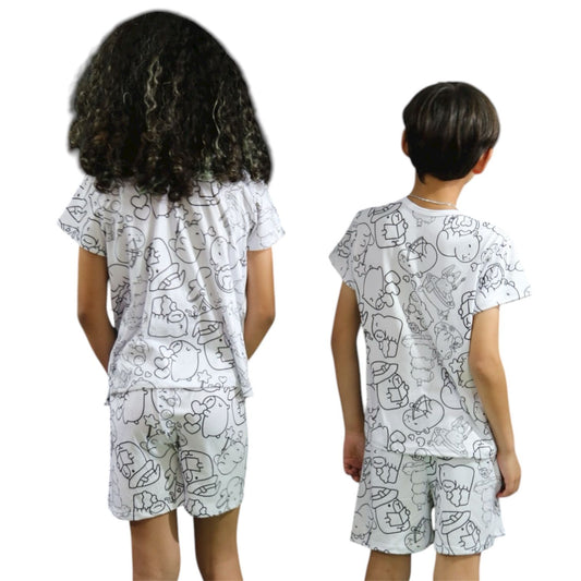 Pijama Infantil Manga Curta Capivara Unissex