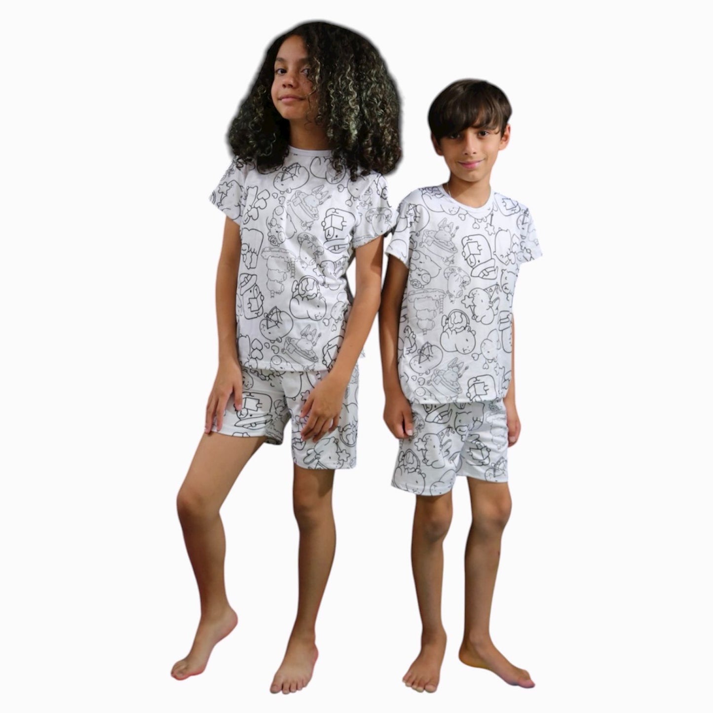 Pijama Infantil Manga Curta Capivara Unissex