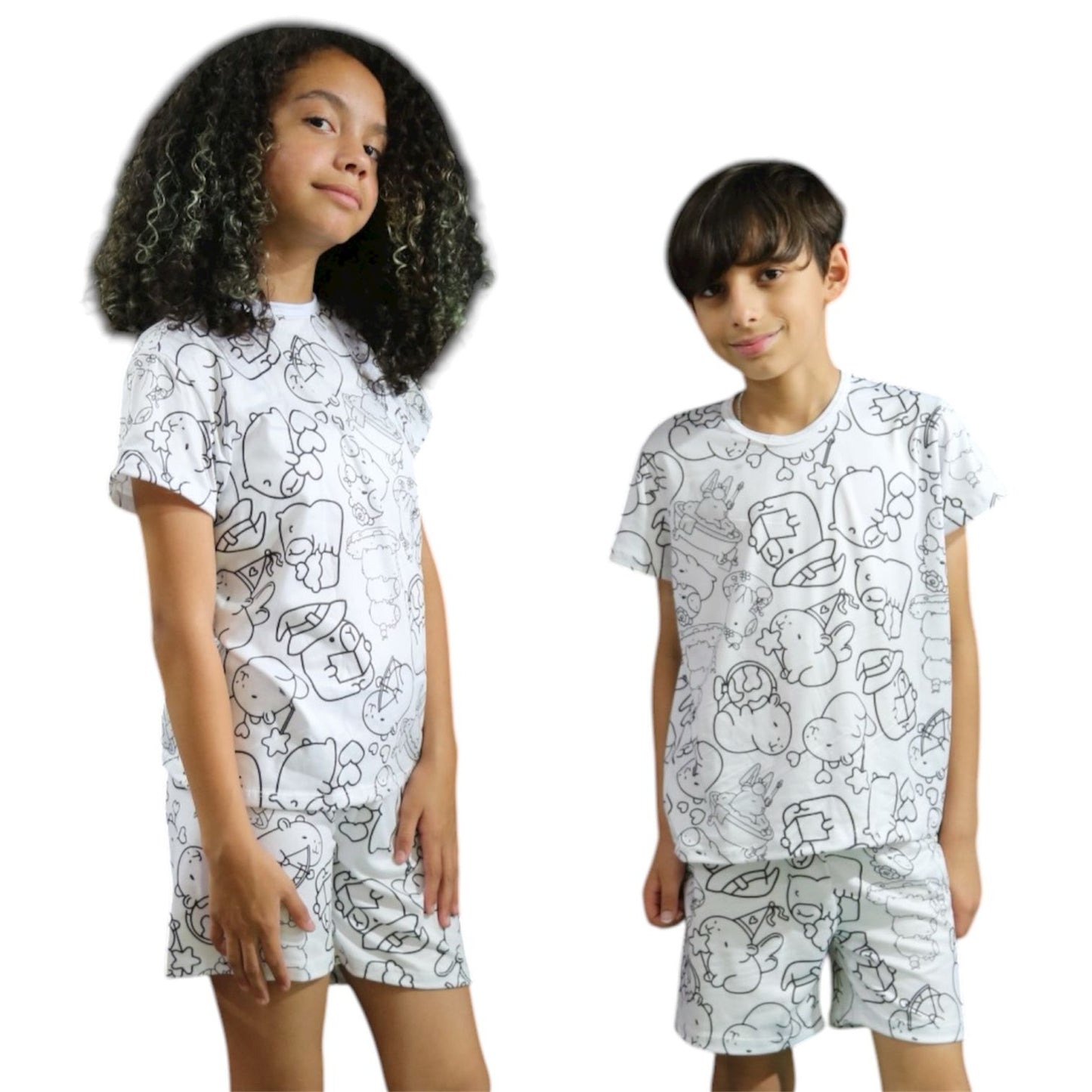 Pijama Infantil Manga Curta Capivara Unissex