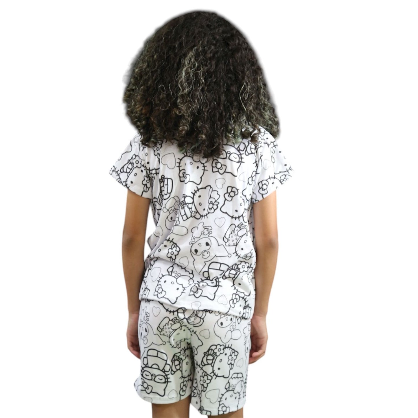 Pijama Infantil Manga Curta Hello Kitty Unissex
