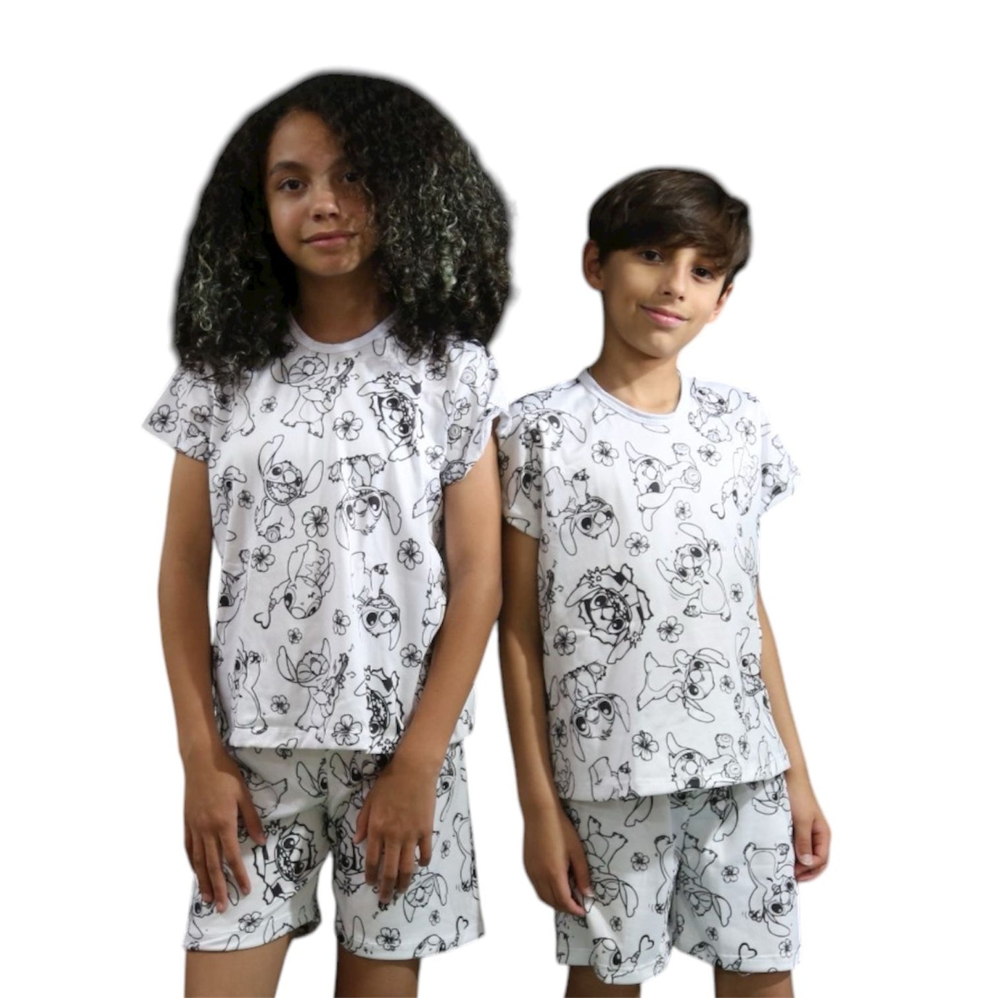Pijama Infantil Manga Curta Stitch Unissex