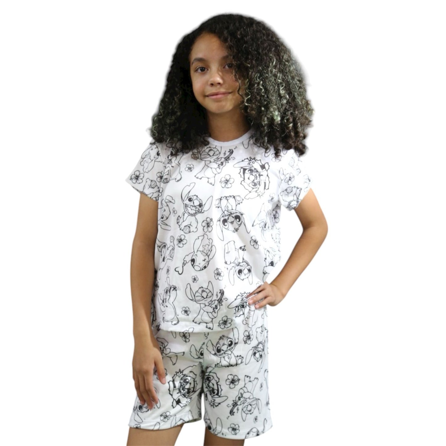 Pijama Infantil Manga Curta Stitch Unissex