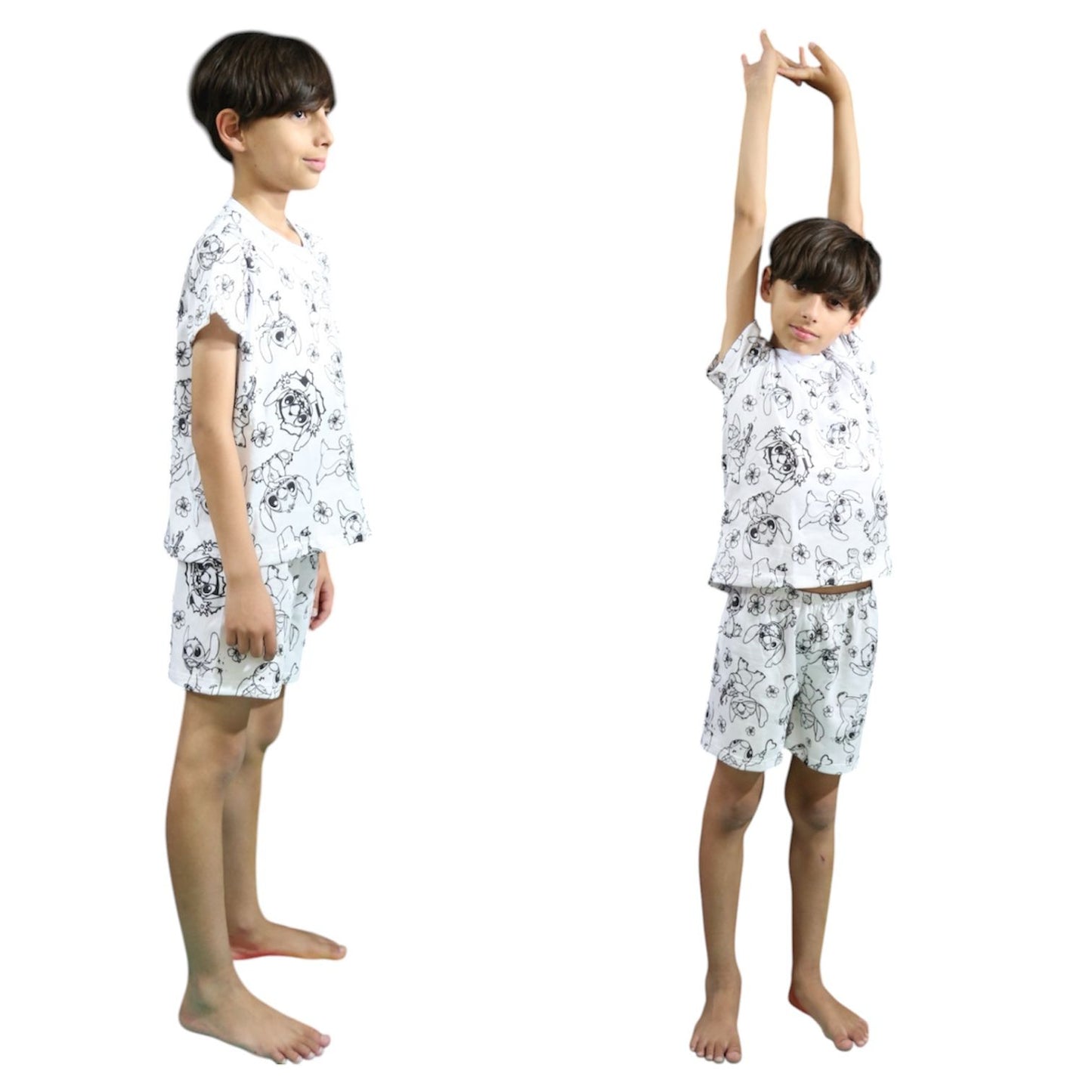 Pijama Infantil Manga Curta Stitch Unissex