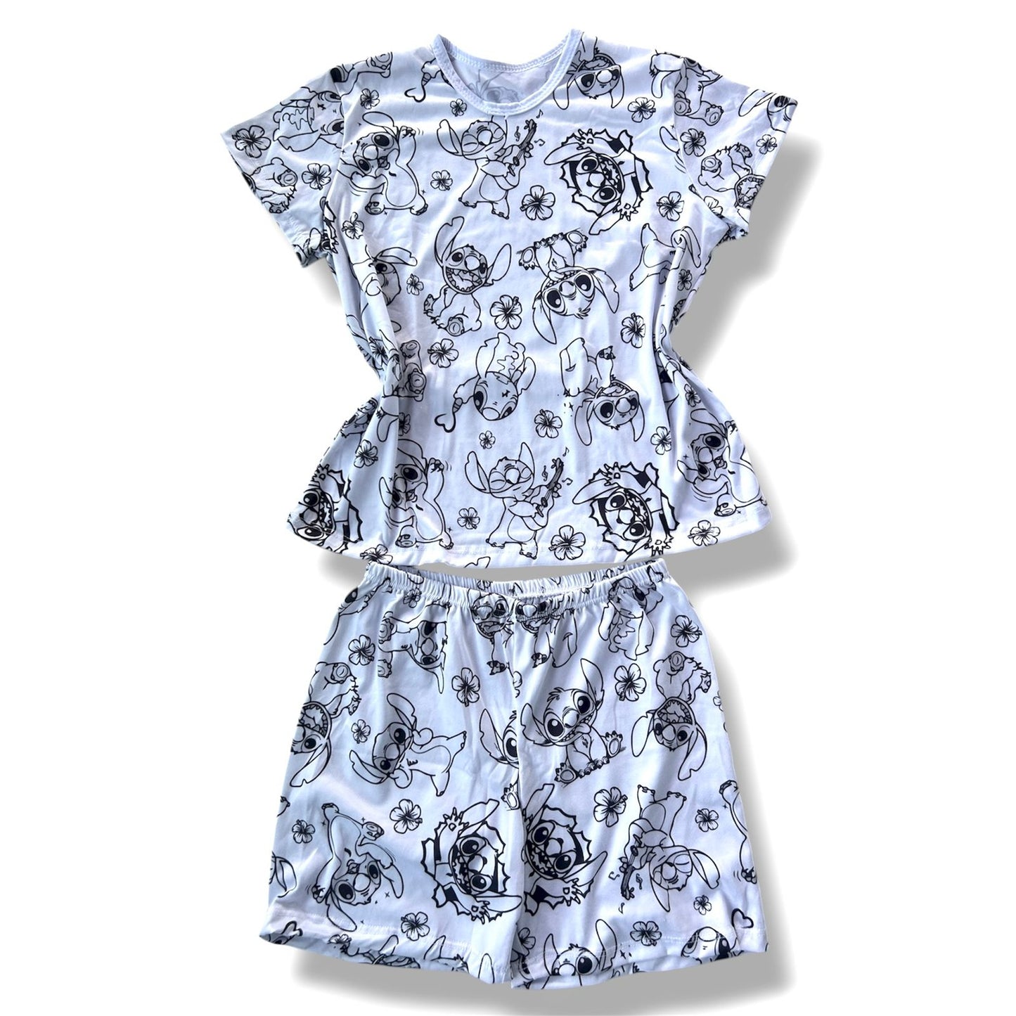 Pijama Infantil Manga Curta Stitch Unissex