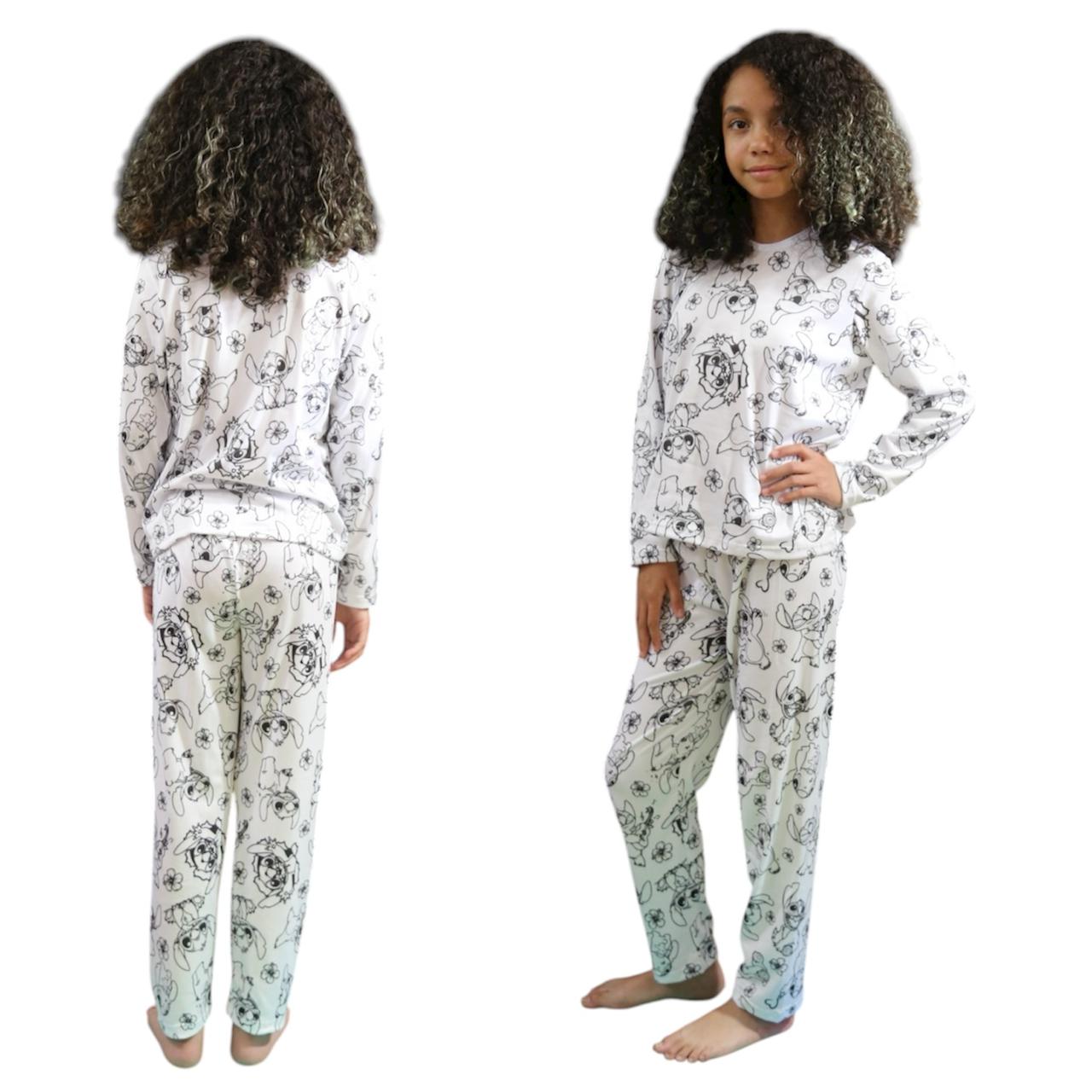 Pijama Infantil Manga Longa Stitch Unissex