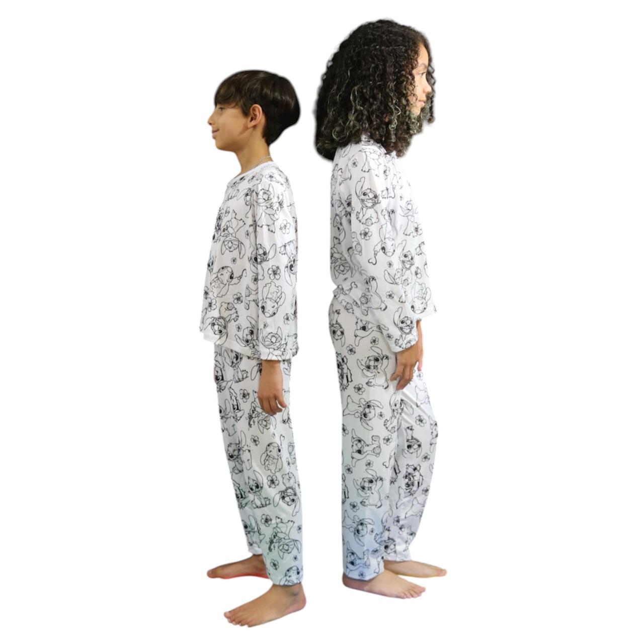 Pijama Infantil Manga Longa Stitch Unissex