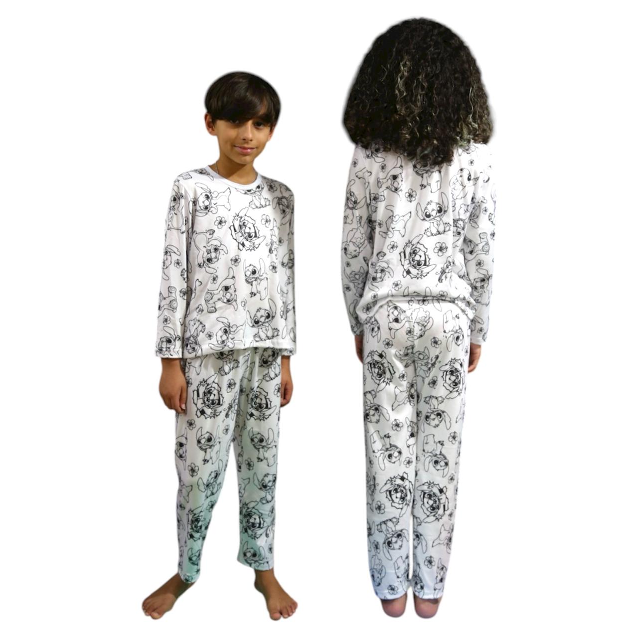 Pijama Infantil Manga Longa Stitch Unissex
