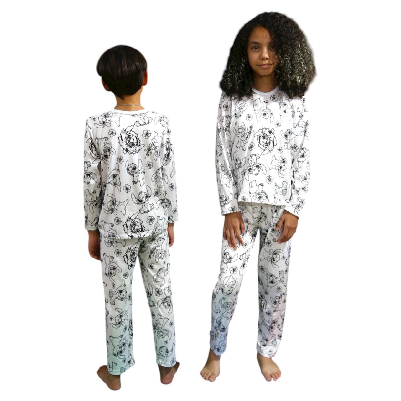 Pijama Infantil Manga Longa Stitch Unissex